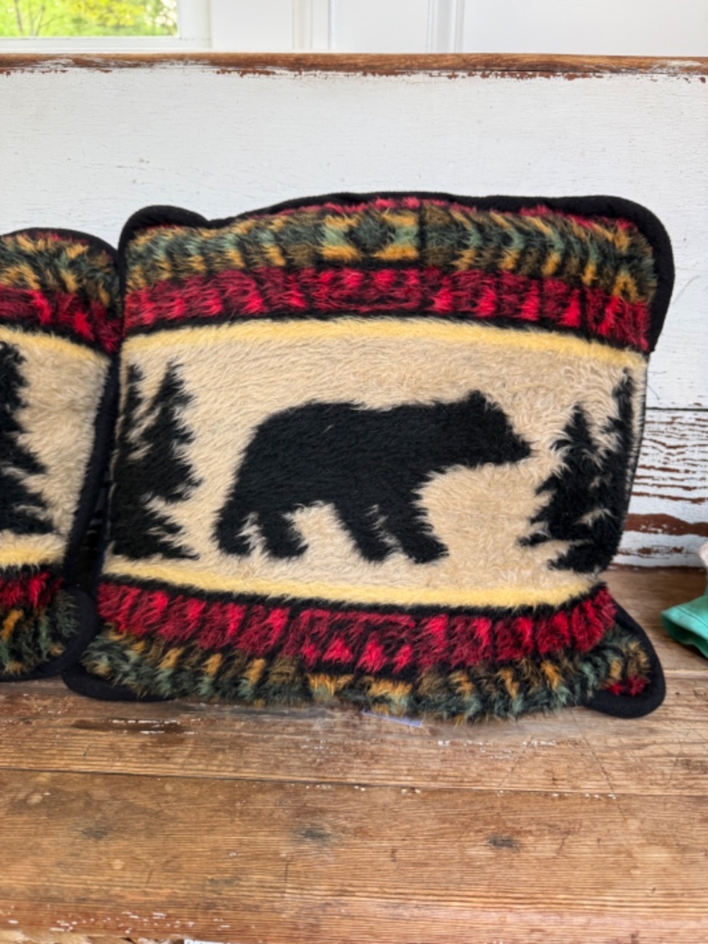 Set of 2 Earth Rags Native American Bear Pillow